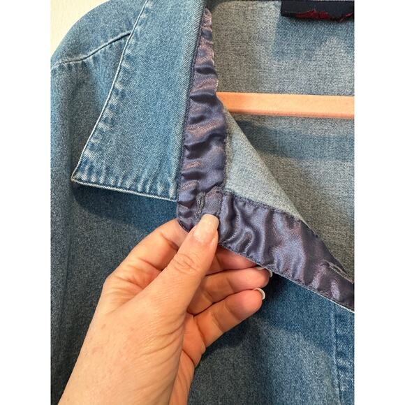 Vintage Classic Oversized Boho Chic Denim Button Down Jean Shirt XL - Picture 11 of 16